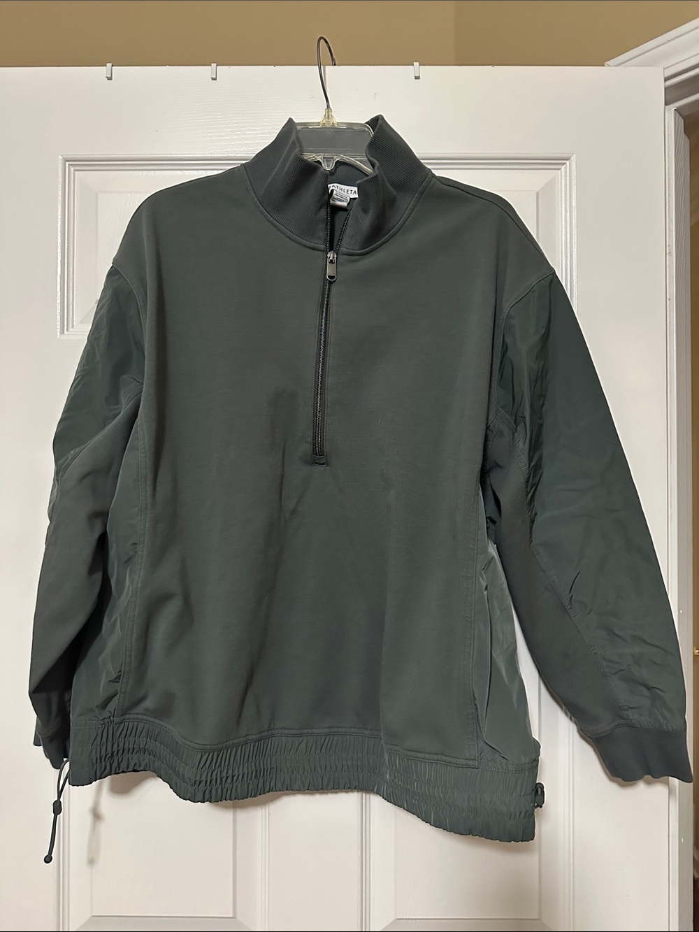 Athleta Quarter-Zip Pullover in Deep Olive Green